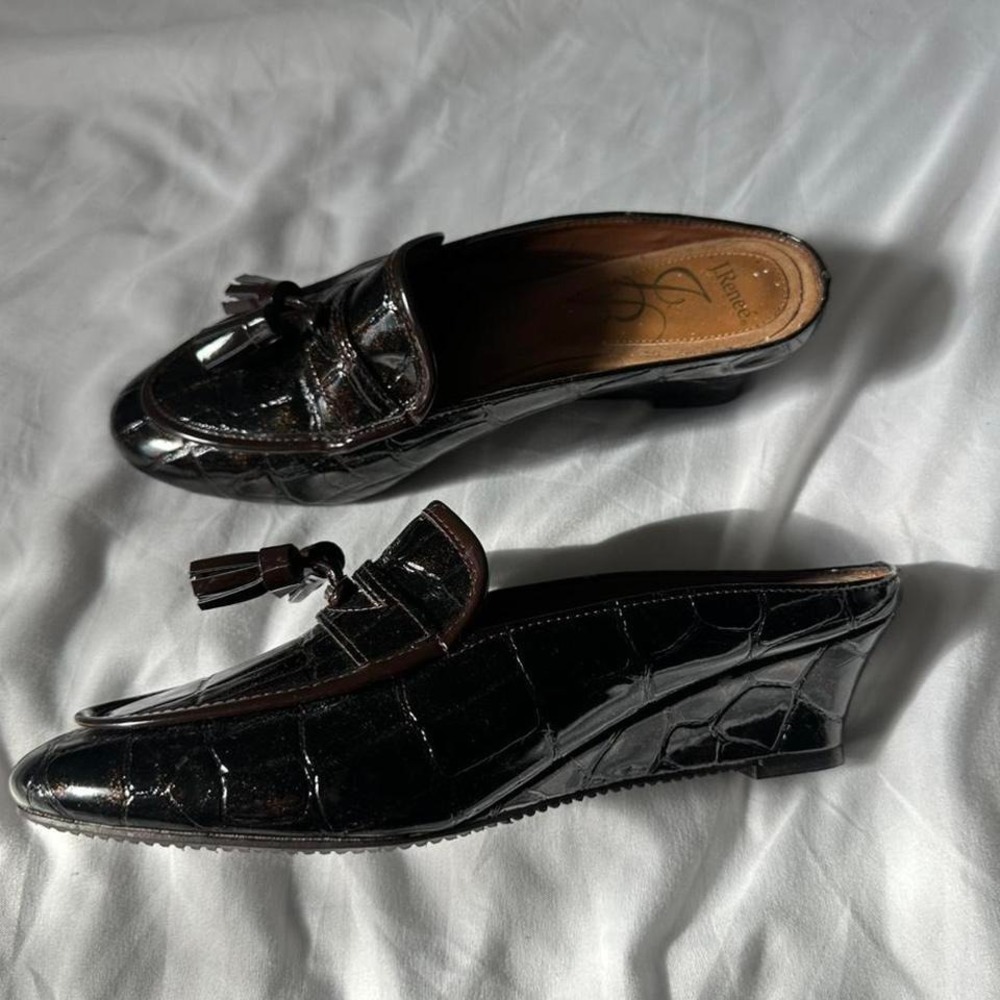 J Reene Vintage Office‎ Business Style Croc embossed mule loafers Size 6 1/2